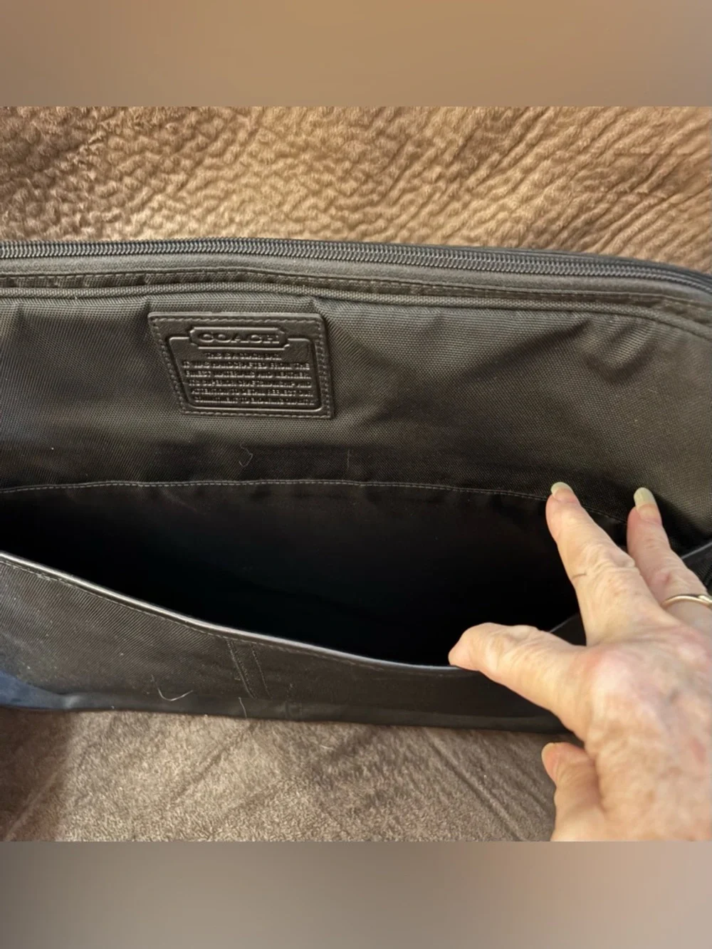 Coach Black Nylon Laptop Bag with Front Slip Pocket. EUC.